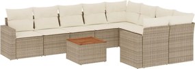 vidaXL Set canapele de grădină cu perne, 10 piese, bej, poliratan