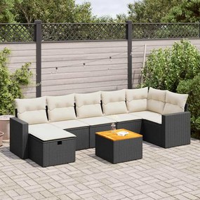 3325794 vidaXL Set mobilier de grădină cu perne, 8 piese, negru, poliratan