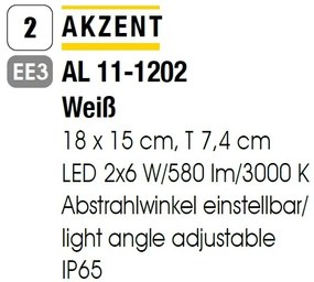 Aplica LED de perete exterior, lumina ambientala, protectie IP65, AKZENT alb