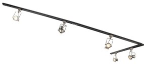 Sistem de șine cu 5 spoturi monofazate negru cu oțel - Suplux