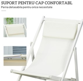 Outsunny Set 2 Scaune Fotoliu, Șezlong pentru Exterior, Pliabile și Rabatabile, din Aluminiu, 96.5 x 58 x 91.5 cm, Bej