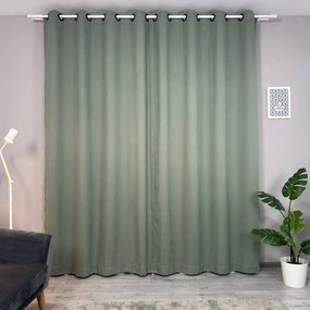 Set două Draperii (Opacitate 90-100%), Material tip Canvas (Model uni), Gata lucrate (Inele galerie), Culoare Verde (Olive), Dimensiuni draperie 160x260 cm (x2), Brand Originalio