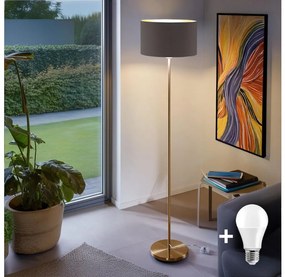 Lampă de podea LED TUNJA, 1xE27/20W/230V, Ø 38 cm, auriu/taupe
