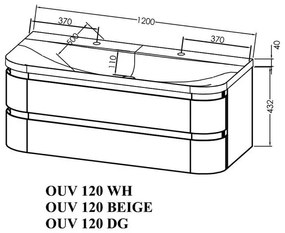 Set mobilier si lavoar, Kolpasan, Vittoria, 120 cm, beige