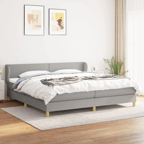 3126749 vidaXL Pat box spring cu saltea, gri deschis, 200x200 cm, textil