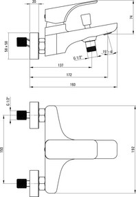 HIACYNT Baterie pentru cadă, montare pe perete Finisaj: Negru BQH_N10M