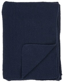 Pătură albastru-închis din bumbac reciclat 130x170 cm Santos – House Nordic