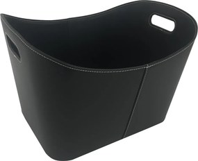 Coş pentru lemn din piele artificială, negru, HOLZO