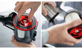 Aspirator vertical Bosch Unlimited 7 BBS711W, 300 ml, Motor TurboSpin, Lumini LED, Autonomie 40 min, Alb/Negru