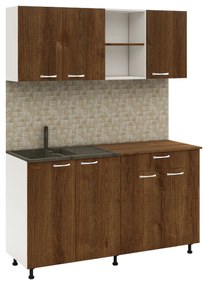 Bucatarie Roma, Stejar Bronz/Alb, L 160 cm