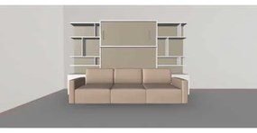 Set pat rabatabil dublu cu somiera inclusa, canapea 3 locuri si 2 biblioteci(100 cm) - ROYAL XL 160 - SOFA &amp; BIG BOOKCASES SET (160X200)