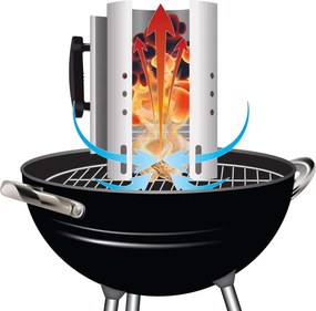 Dispozitiv de aprindere pentru gratar Master Grill & Party MG118, Potrivit pentru carbuni si brichete, Maner izolat termic, Otel, Argintiu