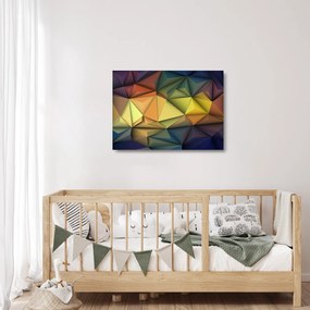Tablou pe sticlă - Abstracție 3D poligonală (70x50 cm)