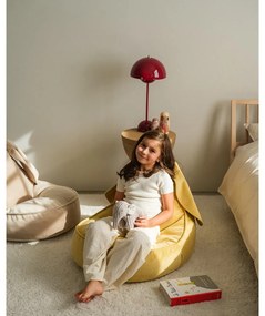 Fotoliu puf pentru copii galben cu tapițerie din catifea Bunny – Wigiwama