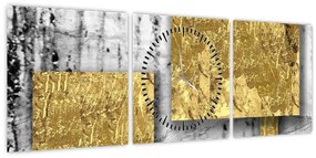 Tablou - Pătrate de aur N⁰3 (cu ceas) (90x30 cm)