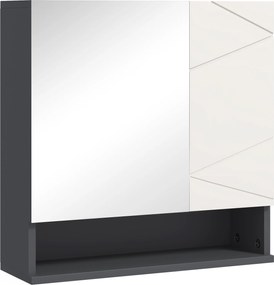 Dulap de Baie cu Oglinda, Dulap de Depozitare pentru Baie Montat pe Perete cu Rafturi Reglabil, Gri Deschis 55x17x55cm Kleankin | Aosom Romania
