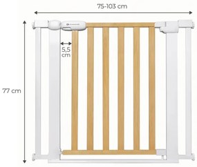 Barieră de siguranță KINDERKRAFT LOCK&GO 75-103 cm pin