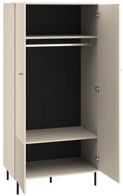 Dulap Jamuzi 92 cm cu două uși cu partea partea frontalăală canelată - cașmir / picioare negre