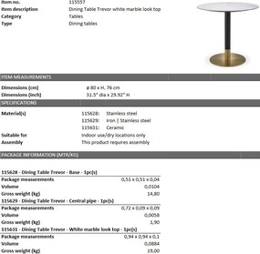 Masa design elegant LUX Trevor, marmura 115557 HZ