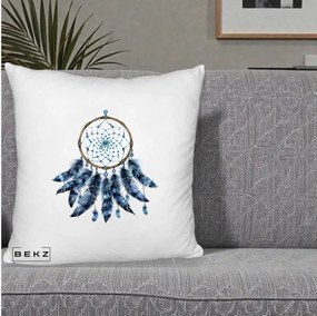 Perna Personalizata Prinzator de Vise cu Pene Albastre, 40x40 cm, Alb Pufos, Husa Detasabila, Perna Inclusa, BEKZ®