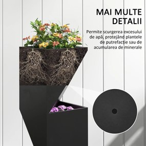 Outsunny Jardiniera inalta 100cm cu 3 zone de plantare, Negru | Aosom Romania