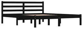 Cadru de pat King Size 5FT, negru, 150x200 cm, lemn masiv pin Negru, 150 x 200 cm