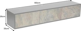 Comoda TV suspendata cu fronturi unice din furnir de piatra MONTAIN SOUL 160cm