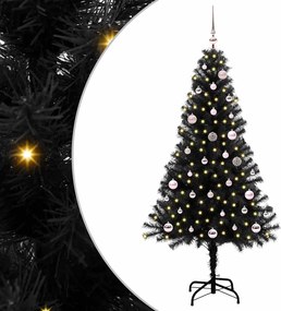 vidaXL Brad de Crăciun cu 150 LED cu suport Negru 150 cm PVC