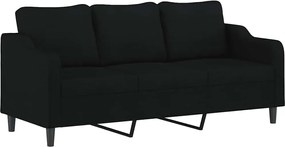 vidaXL Canapea cu 3 locuri, negru, 180 cm, material textil