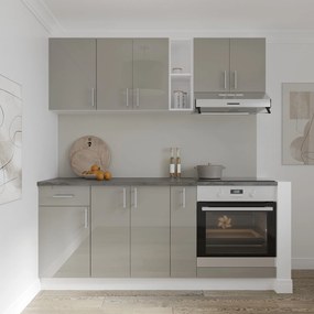 Set haaus V9, Gri Lucios/Alb, MDF, Blat Thermo 28 mm, L 180 cm