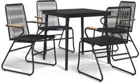 vidaXL Set mobilier de grădină, 5 piese, negru, ratan PVC
