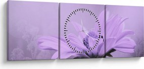 Tablou - Flori mov (cu ceas) (90x30 cm)