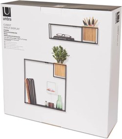 Raft de perete din metal cu ghiveci pentru flori Umbra Cubist, 38 x 38 cm, negru