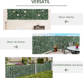 Outsunny Gard Artificial în Rolă pentru Balcon și Grădină din PE anti-UV, Gard Viu Fals cu Frunze, 300x150 cm, Verde | Aosom Romania