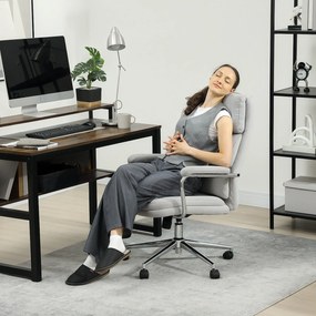 HOMCOM Scaun de birou, scaun de birou ergonomic cu înălțime reglabilă, funcție de meșterire, 62 x 73 x 105-113 cm, gris | Aosom Romania