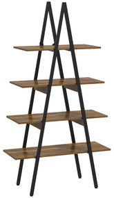 Raft Biblioteca Stil Industrial din PAL si Otel in Forma de A, 92x38.5x166 cm, Maro si Negru HOMCOM | Aosom Romania