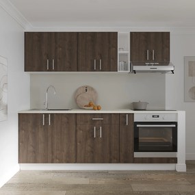 Set haaus V14, Stejar Bronz/Alb, Blat Thermo 28 mm, L 220 cm