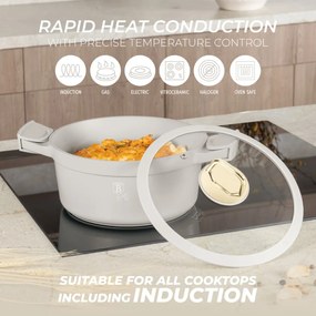 Oală cu capac 24 cm, 4.4L – Berlinger Haus Sahara Collection BH 7787, crem, antiaderentă, ideală pentru gătit zilnic și curățare ușoară
