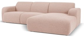 Colțar roz cu tapițerie din stofă bouclé (colț dreapta) Molino – Micadoni Home