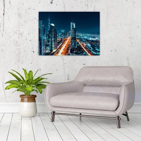 Tablou pe sticlă - Noaptea la Dubai (70x50 cm)