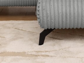 Colțar gri deschis cu tapițerie din catifea reiată (cu colț pe partea dreaptă/în formă de ”L”) Marbeya – Ropez