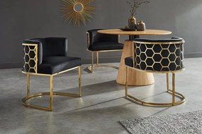 Scaun ELEGANCE catifea neagra, otel inoxidabil auriu