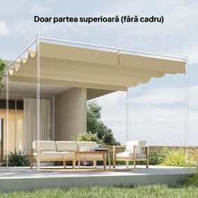 Outsunny Acoperiș pentru Pergolă cu 8 Orificii de Drenaj, Husă de Schimb din Poliester Respirabil, Exclusiv Material, 392x350 cm, UV30+, pentru Pergolă de Grădină 4x3m, Bej | Aosom Romania