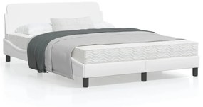 373199 vidaXL Cadru de pat cu tăblie, alb, 140x200 cm, piele ecologică