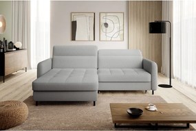 Colțar gri extensibil/cu spațiu de depozitare cu tapițerie din țesătură bouclé (cu colț pe partea stângă/cu șezlong) Gomsi – ELTAP