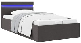 vidaXL Cadru pat hidraulic, LED, gri închis, 90 x 200 cm, textil