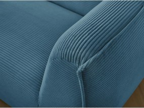 Canapea albastră cu tapițerie din catifea reiată 242 cm Giorgia – Bobochic Paris