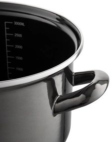 Oală emailată cu capac 3,3 l, negru