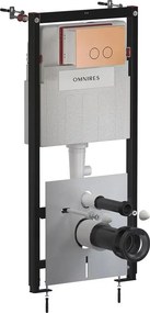 Rezervor incastrat Omnires StrongFrame pentru vas WC suspendat si clapeta de actionare Steel-R45 finisaj cupru periat