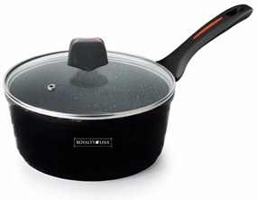Caserolă cu capac Royalty Line RL-FSN20, 20 cm, 2.1 l, finisaj granit, inducție, negru